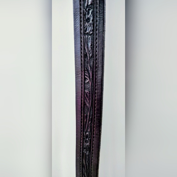 LEATHER MEN'S BELT WESTERN HANDMADE,  FILIGREE SILVER BUCKLE, ⭐ CONCHOS Sz 42-46 - Picture 5 of 15